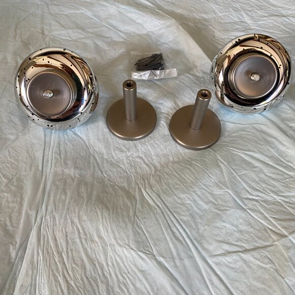 Ethan Allen 2 sets of finials brushed nickel and mercury glass w/ black speckles - Picture 11 of 12
